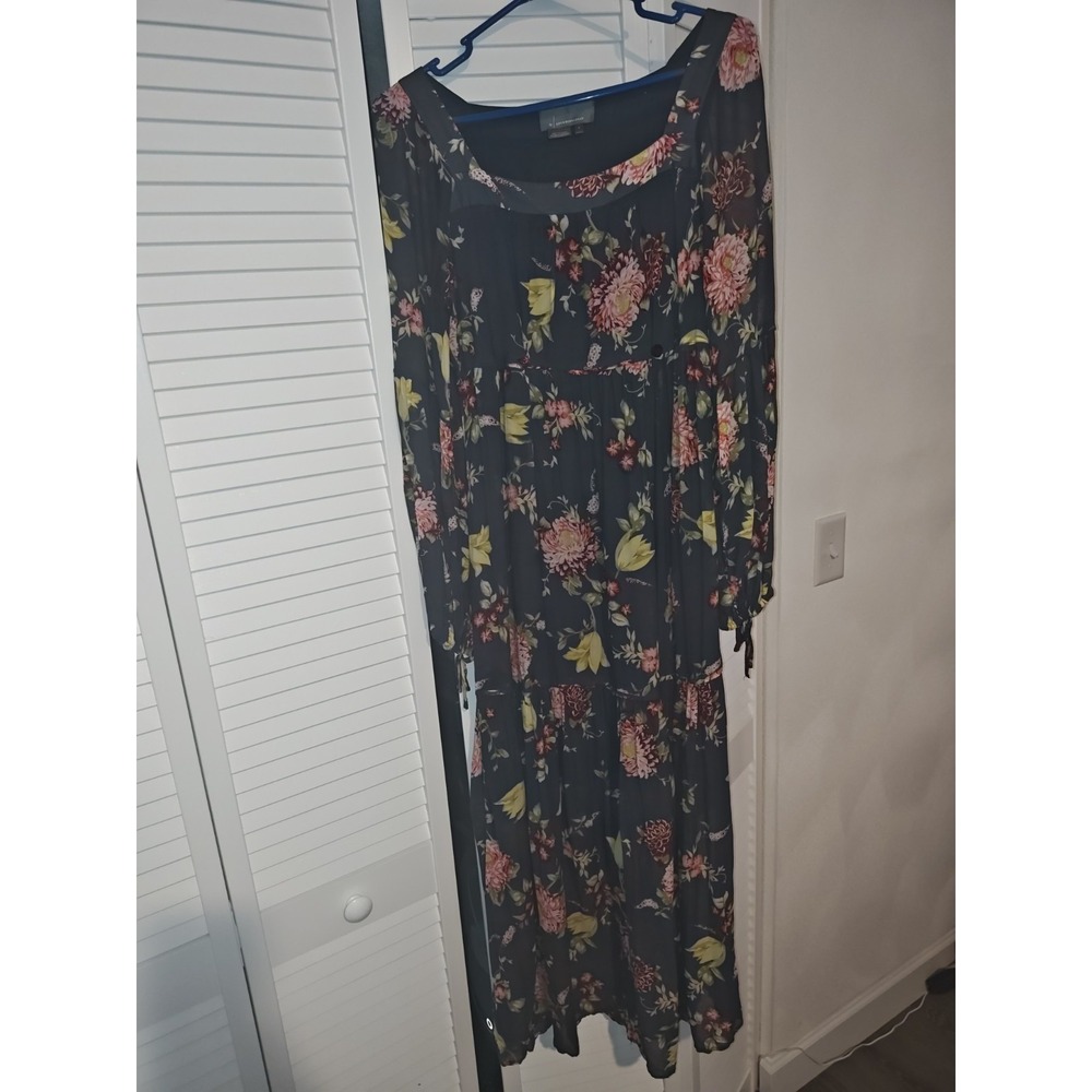 Anthropologie Floral Boho Tiered Midi Dress Cottagecore Long Sleeve Small - Picture 3 of 14